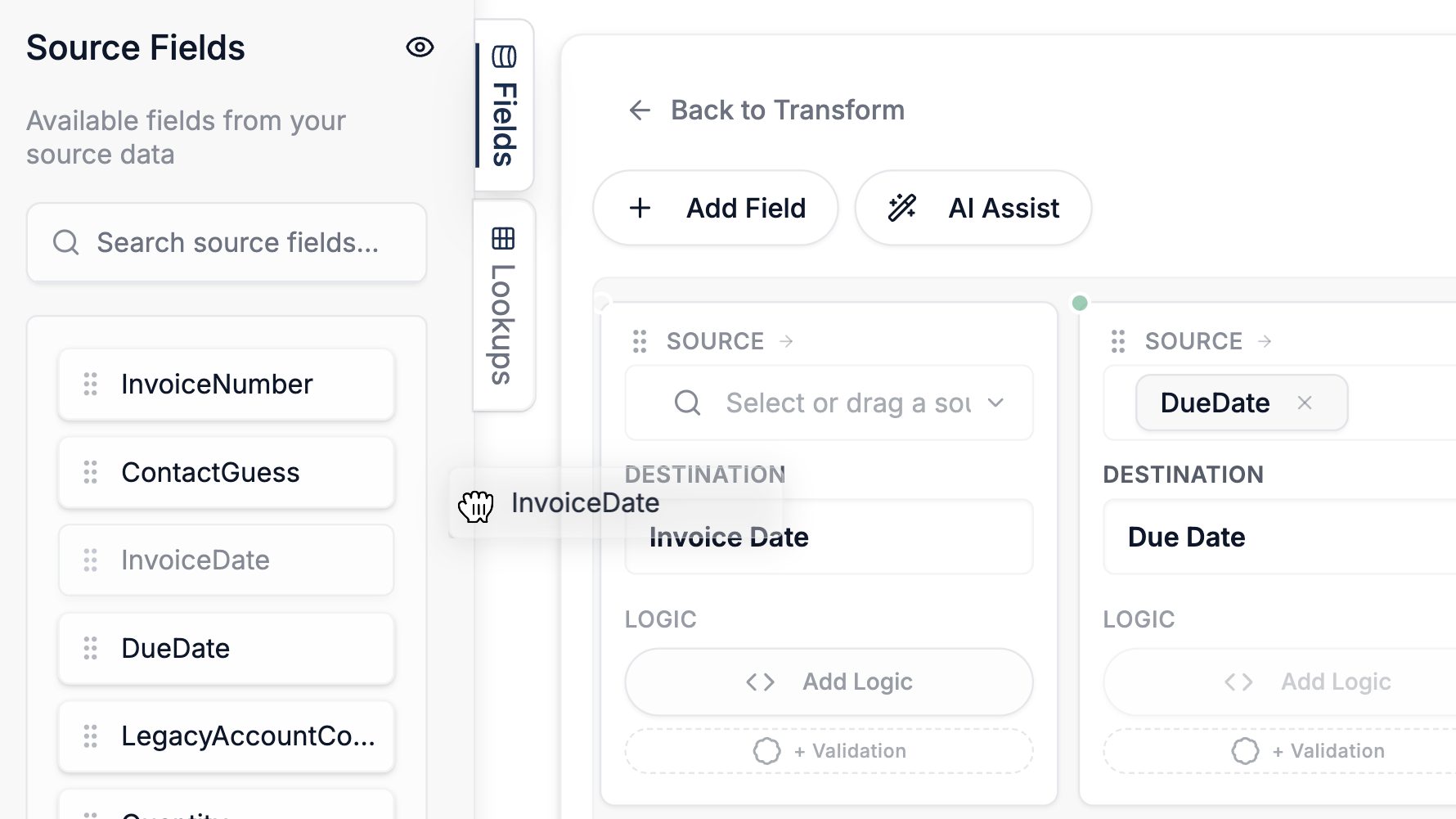 Map Source to Target